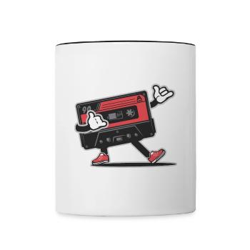 Retro music vintage cassette audio - Mug contrasté - blanc/noir - Devant