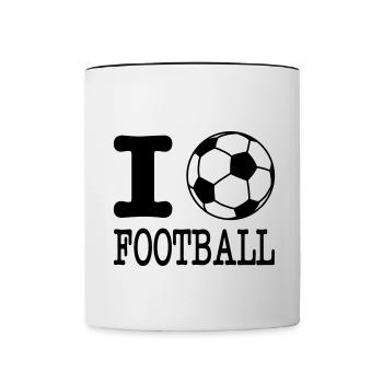 i love football with ball - Contrasting Mug - white/black - Front