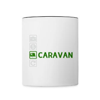 Work, Save, Caravan, Repeat - Camping Spruch - Tasse zweifarbig - Weiß/Schwarz - Vorne