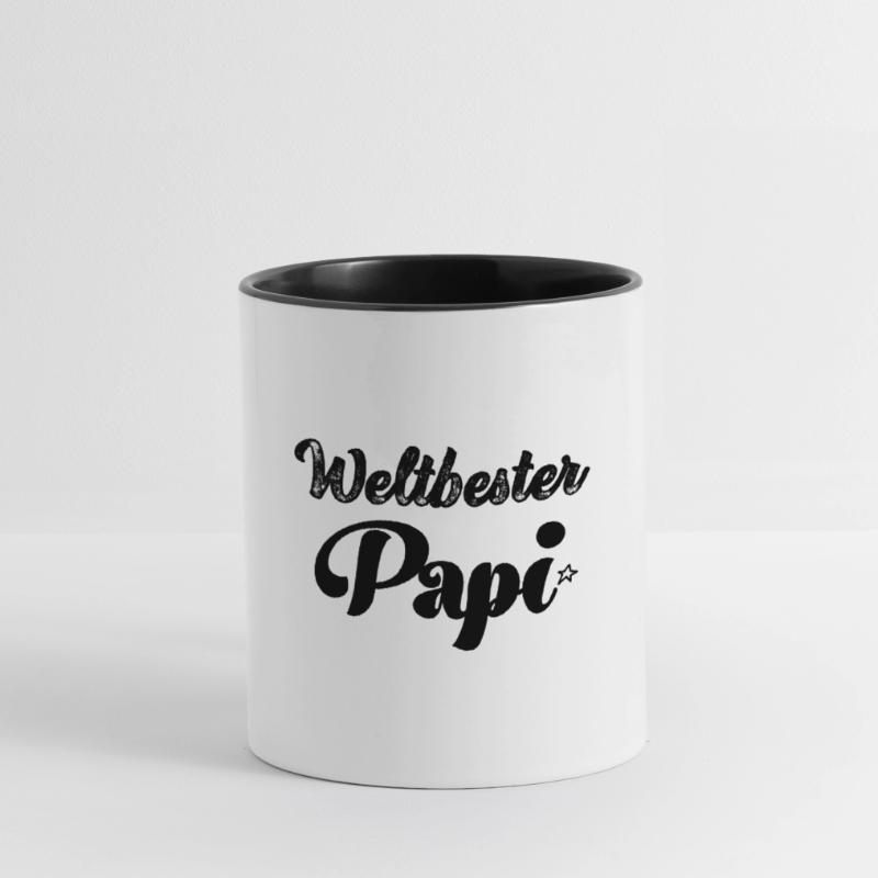 Weltbester Papi Papa Saurus Papi Schweiz Tasse zweifarbig