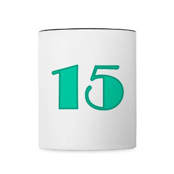 15 YEARS,15TH ANNIVERSARY,BIRTHDAY 15 YEARS,FIFTEEN - Contrasting Mug - white/black - Front