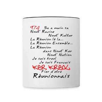 Kosement kreol - 974 La Réunion - Mug contrasté - blanc/noir - Devant