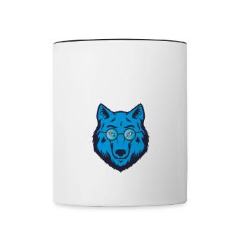 My patronus is a Wolf Wizad Glasses Blue Wolf gift - Contrasting Mug - white/black - Front