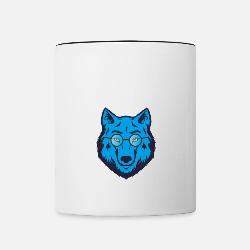 My patronus is a Wolf Wizad Glasses Blue Wolf gift - Contrasting Mug - white/black