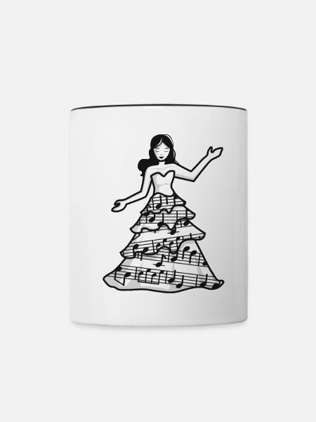 Tänzerin im Pianokleid - Tasse zweifarbig - Weiß/Schwarz