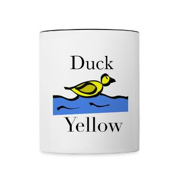Gelbe Ente Kinder Geschenk Weihnachten - Tasse zweifarbig - Weiß/Schwarz - Vorne