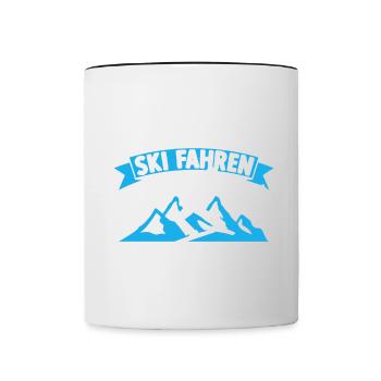 Ski Fahren Alter Mann auf Skiern Skifahrer Sprüche - Tasse zweifarbig - Weiß/Schwarz - Vorne