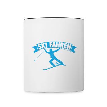 Alter Mann auf Skiern Ski Fahren Lustige Skifahrer - Tasse zweifarbig - Weiß/Schwarz - Vorne