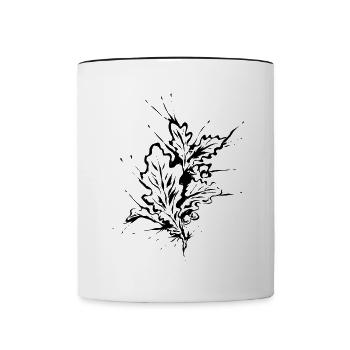 Feuille de chêne - Mug contrasté - blanc/noir - Devant