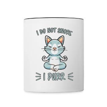 Purring Snoring Funny Saying Cat Gift - Contrasting Mug - white/black - Front