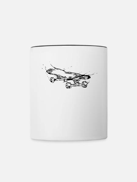 Skater Skateboard - Tasse zweifarbig - Weiß/Schwarz