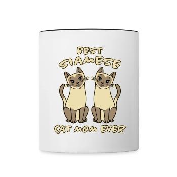 Siamese Saying Cat Mama Funny Siamese Gift - Contrasting Mug - white/black - Front