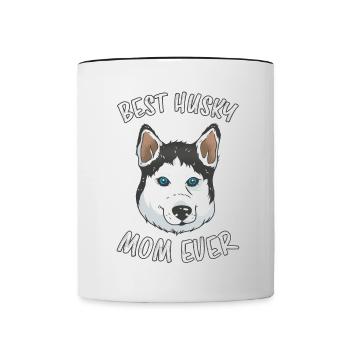 Meilleure maman Husky Fun Dire Sibérien Husky Cadeau - Mug contrasté - blanc/noir - Devant