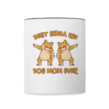 Shiba Inu Mom Dog Fun Saying Shiba Inu Gift - Contrasting Mug - white/black - Front