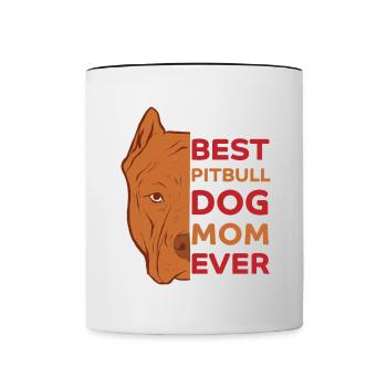Pitbull Spruch Mama Hunde Mutter Pitbull Geschenk - Tasse zweifarbig - Weiß/Schwarz - Vorne