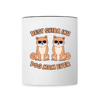 Shiba Inu Mom Dog Fun Saying Shiba Inu Gift - Contrasting Mug - white/black - Front