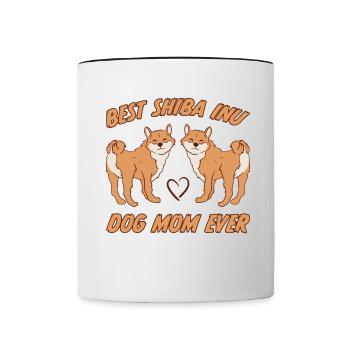 Shiba Inu Mom Dog Fun Saying Shiba Inu Gift - Contrasting Mug - white/black - Front