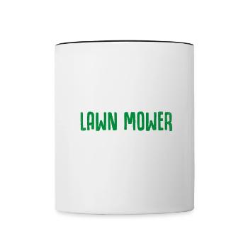 Lustige Rasenmäher Rasen mähen Rasenpflege - Tasse zweifarbig - Weiß/Schwarz - Vorne
