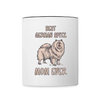 Deutsche Spitze Spruch Mama Hunde Mutter Geschenk - Tasse zweifarbig - Weiß/Schwarz - Vorne
