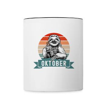 Faultier Geburtstag Oktober 2022 Geboren Jahrgang - Tasse zweifarbig - Weiß/Schwarz - Vorne