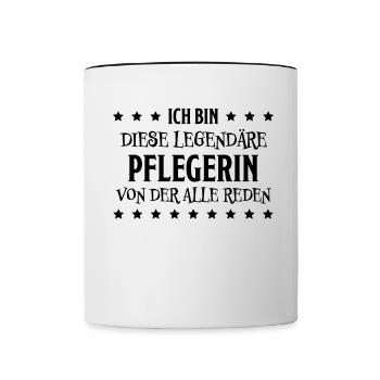 Pflegerin Spruch Pflegekraft Pflegerin Geschenk - Tasse zweifarbig - Weiß/Schwarz - Vorne