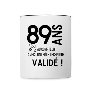 Anniversaire 89 ans humour adulte cadeau - Mug contrasté - blanc/noir - Devant