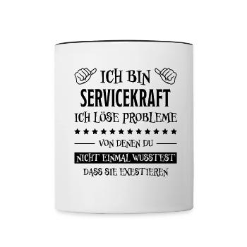 Servicekraft Dienstleistung Lustig Spruch Geschenk - Tasse zweifarbig - Weiß/Schwarz - Vorne