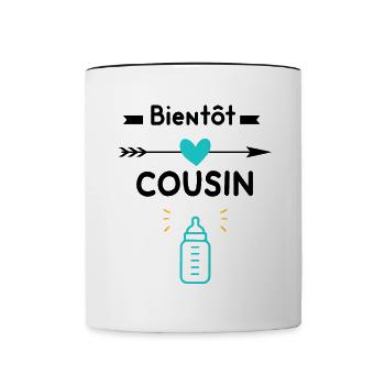 annonce grossesse cousin Bientôt cousin - Mug contrasté - blanc/noir - Devant