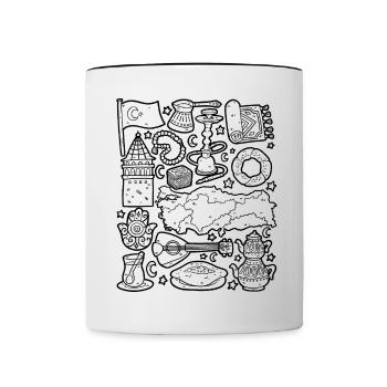 Turquie Doodles Istanbul Antalya Ankara Kebab - Mug contrasté - blanc/noir - Devant