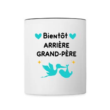 cadeau grossesse Bientôt arrière-grand-père - Mug contrasté - blanc/noir - Devant