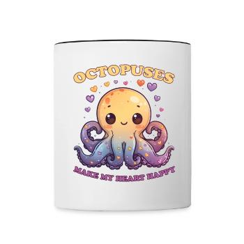 Lustiges Kraken Kopffüßer Tintenfisch Geschenk - Tasse zweifarbig - Weiß/Schwarz - Vorne
