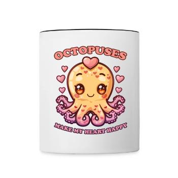 Lustiges Kraken Kopffüßer Tintenfisch Geschenk - Tasse zweifarbig - Weiß/Schwarz - Vorne