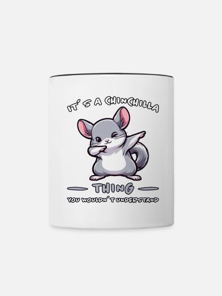 Dabbing Chinchilla Spruch Witz Chinchilla Geschenk - Tasse zweifarbig - Weiß/Schwarz