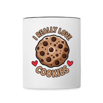 Cookies Disant Biscuits au Chocolat Cadeau de Cookie Drôle - Mug contrasté - blanc/noir - Devant