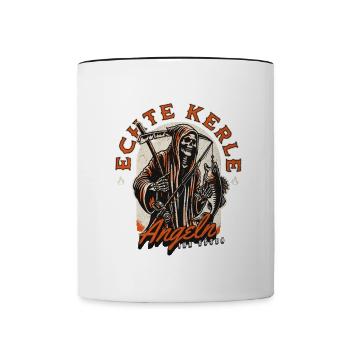 Real Guys Fishing Their Food - Funny Angel Desi - Contrasting Mug - white/black - Front