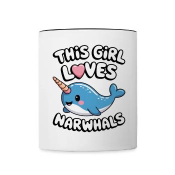 Narval Dire Narvals Drôle Narval Cadeau - Mug contrasté - blanc/noir - Devant