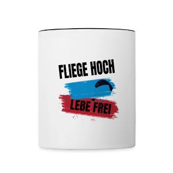 Paragliding - Fly High, Live Free - Contrasting Mug - white/black - Front