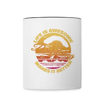 Life Is Awesome – Paragliding Makes It Better - Contrasting Mug - white/black - Front