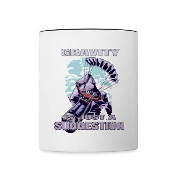 Gravity Is Just a Suggestion – Paragliding - Contrasting Mug - white/black - Front