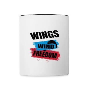 Wings Wind Freedom – Paragliding Design - Contrasting Mug - white/black - Front