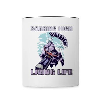 Soaring High Living Life – Paragliding Design - Tasse zweifarbig - Weiß/Schwarz - Vorne