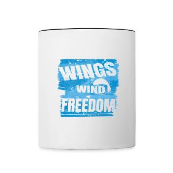 Wings Wind Freedom – Paragliding Design - Contrasting Mug - white/black - Front