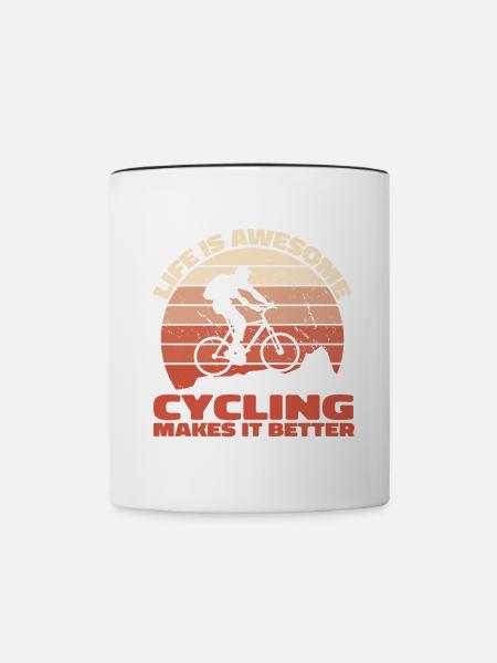 Life Is Awesome – Cycling Makes It Better - Tasse zweifarbig - Weiß/Schwarz