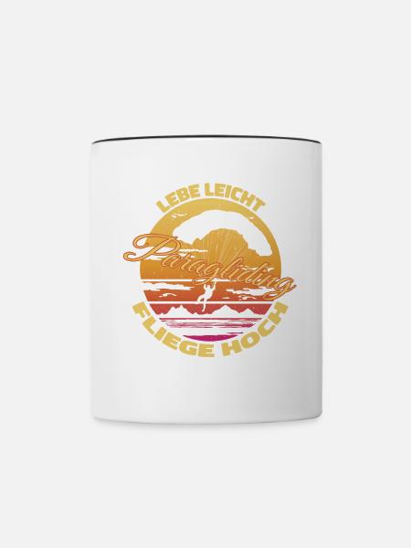 Lebe leicht, fliege hoch - Tasse zweifarbig - Weiß/Schwarz
