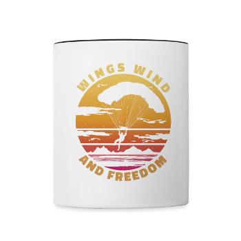 Wings, Wind and Freedom - Flieger Spruch - Tasse zweifarbig - Weiß/Schwarz - Vorne