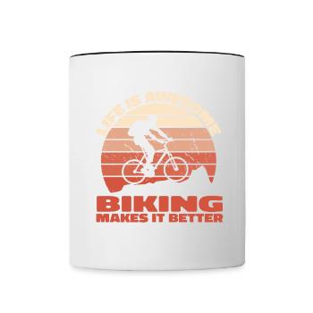 La vie est géniale, le vélo la rend meilleure - Bike Spr - Mug contrasté - blanc/noir - Devant