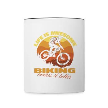 La vie est géniale, le vélo la rend meilleure - Bike Spr - Mug contrasté - blanc/noir - Devant