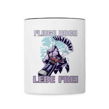Fly High, Live Free - Paragliding Saying - Contrasting Mug - white/black - Front