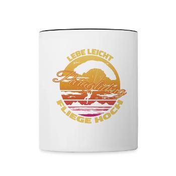 Vivre léger, voler haut - Le dicton du parapente - Mug contrasté - blanc/noir - Devant