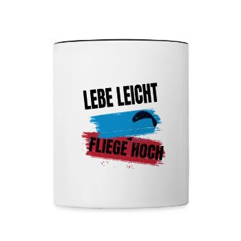 Live light, fly high – Paragliding Design - Contrasting Mug - white/black - Front
